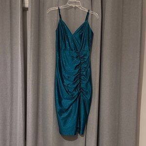 Elegant Teal Ruched Dress